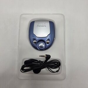 FM Digital Scan Radio Portable Pocket Clip-On Receiver Blue Silver Y2K Earbuds